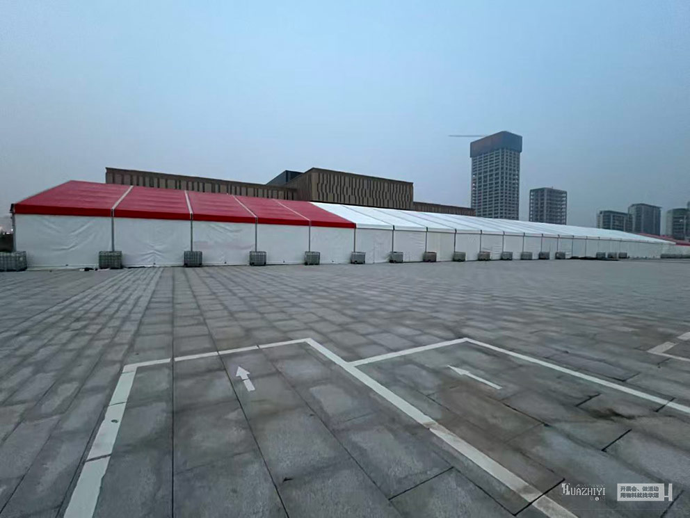 華熠篷房出租助力安陽文體中心家紡博覽會篷房搭建